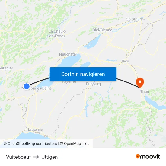 Vuiteboeuf to Uttigen map