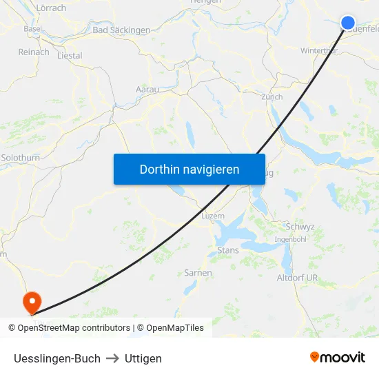 Uesslingen-Buch to Uttigen map