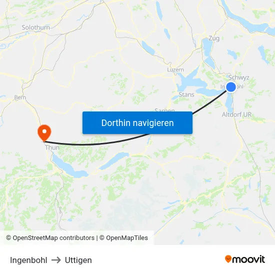 Ingenbohl to Uttigen map