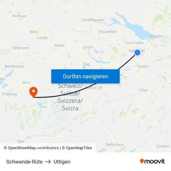 Schwende-Rüte to Uttigen map