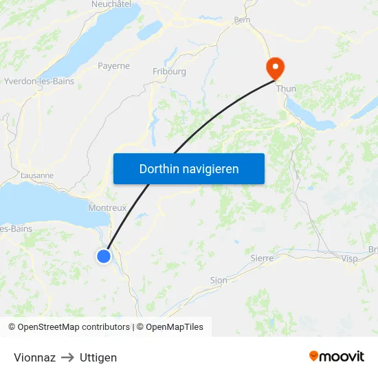 Vionnaz to Uttigen map