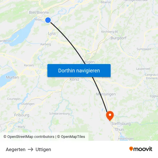 Aegerten to Uttigen map