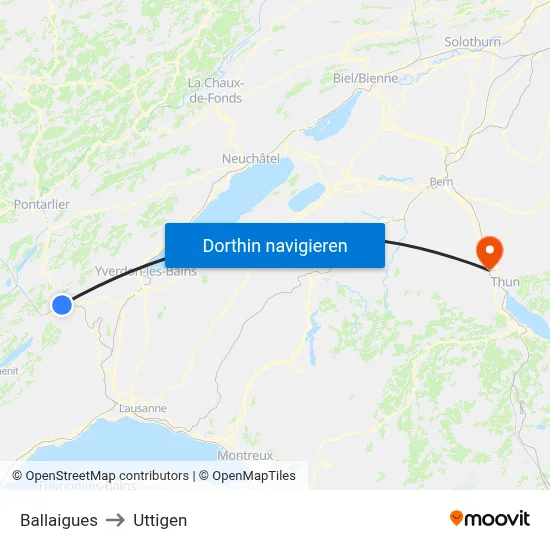 Ballaigues to Uttigen map