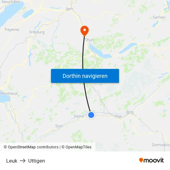 Leuk to Uttigen map