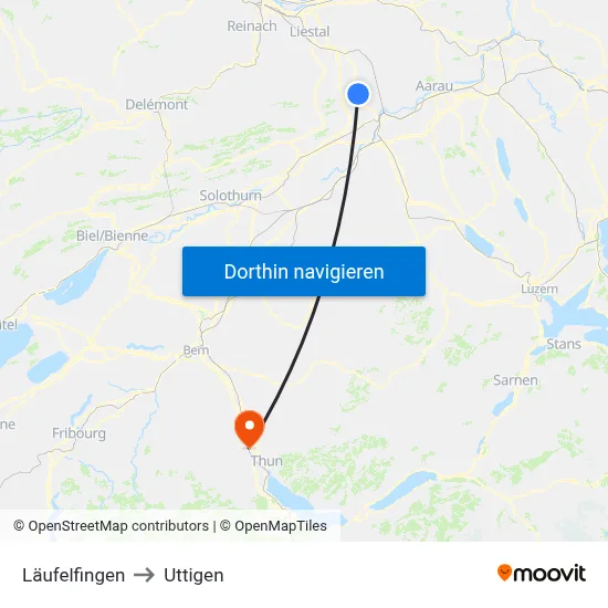 Läufelfingen to Uttigen map