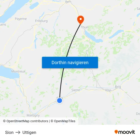 Sion to Uttigen map