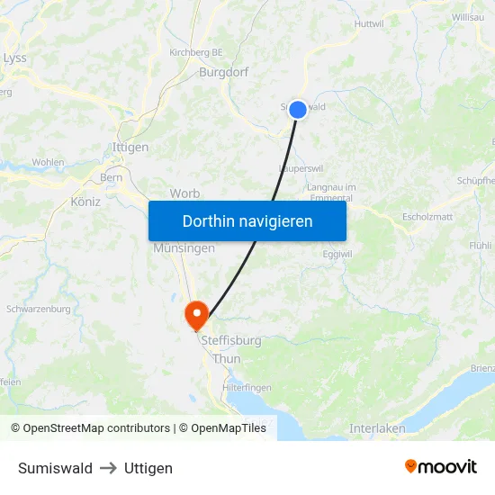 Sumiswald to Uttigen map