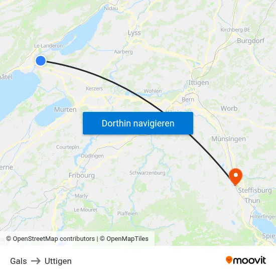 Gals to Uttigen map