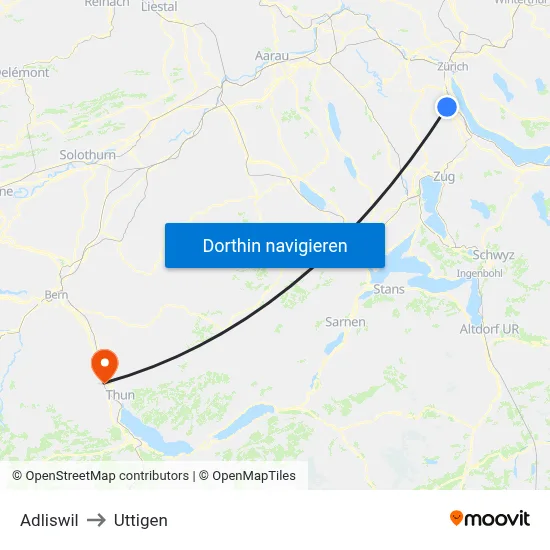 Adliswil to Uttigen map