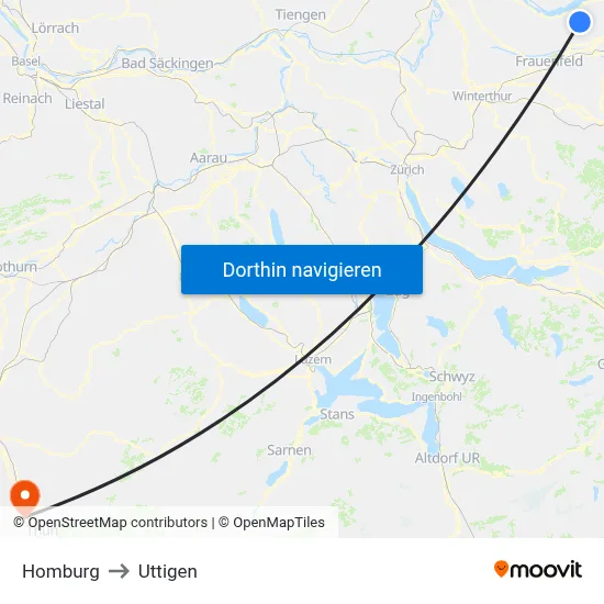 Homburg to Uttigen map