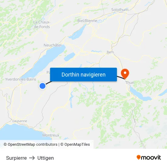 Surpierre to Uttigen map