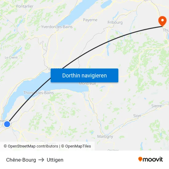 Chêne-Bourg to Uttigen map