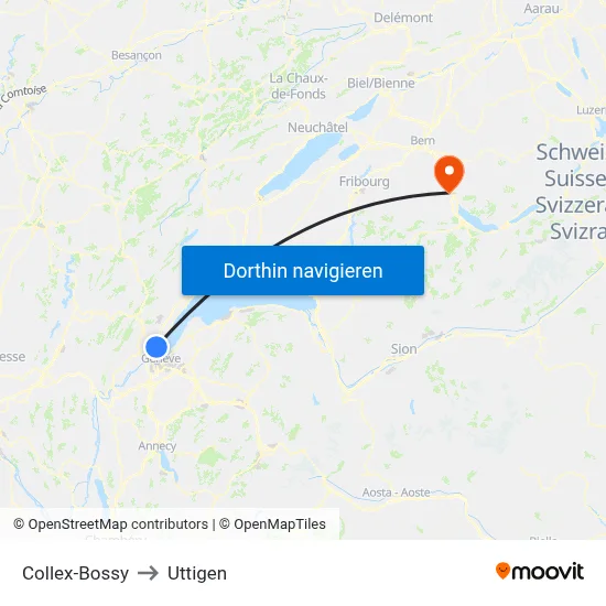 Collex-Bossy to Uttigen map