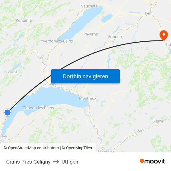 Crans-Près-Céligny to Uttigen map