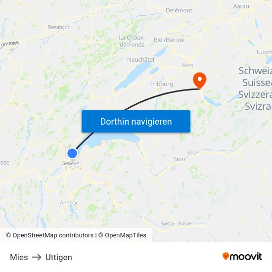 Mies to Uttigen map