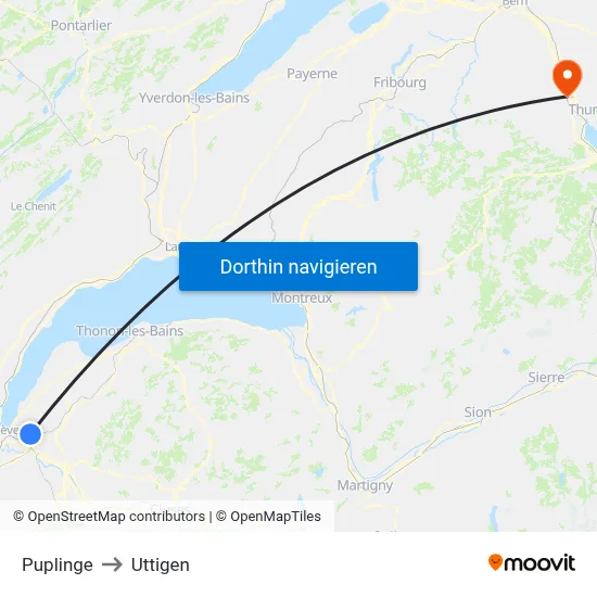 Puplinge to Uttigen map