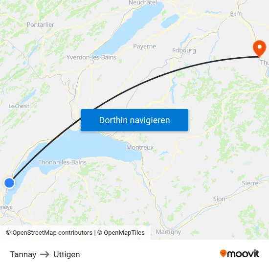 Tannay to Uttigen map