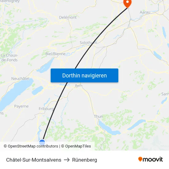 Châtel-Sur-Montsalvens to Rünenberg map