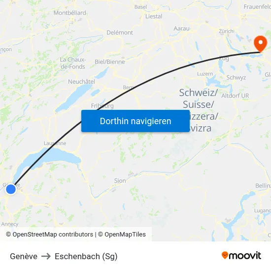 Genève to Eschenbach (Sg) map