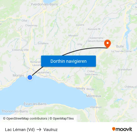 Lac Léman (Vd) to Vaulruz map
