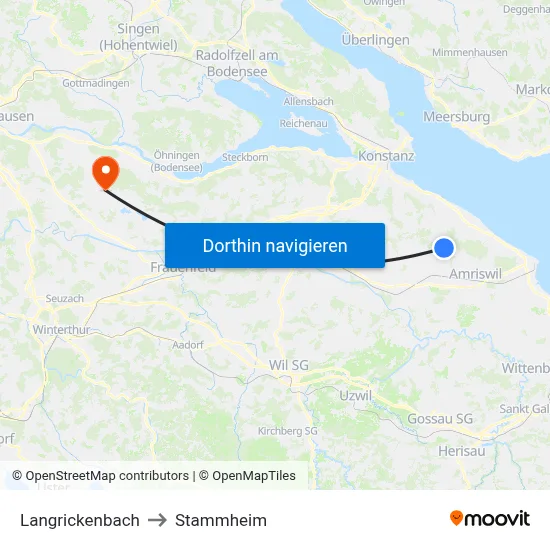 Langrickenbach to Stammheim map
