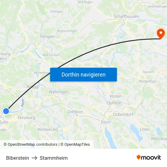 Biberstein to Stammheim map