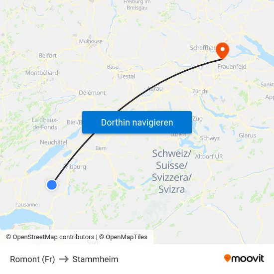 Romont (Fr) to Stammheim map