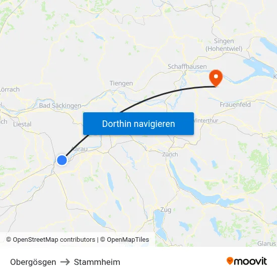 Obergösgen to Stammheim map