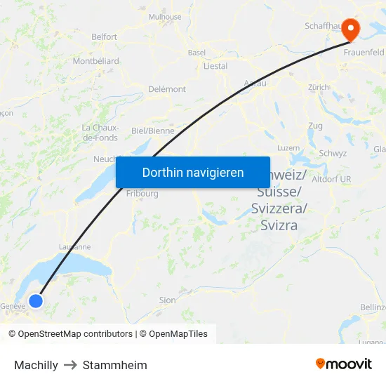 Machilly to Stammheim map
