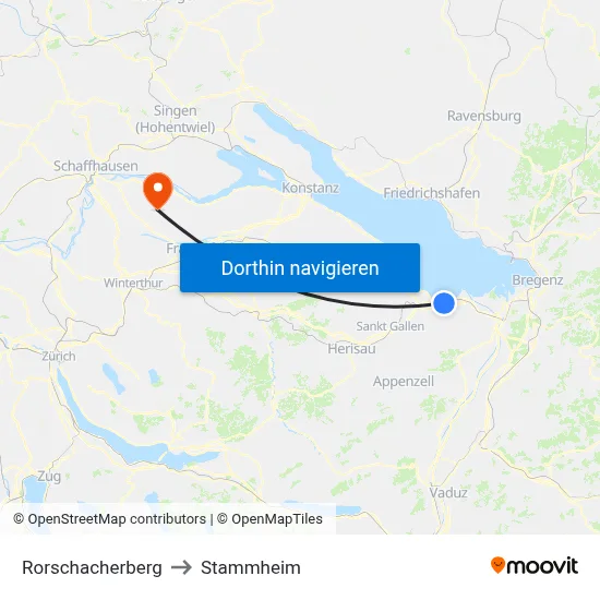Rorschacherberg to Stammheim map