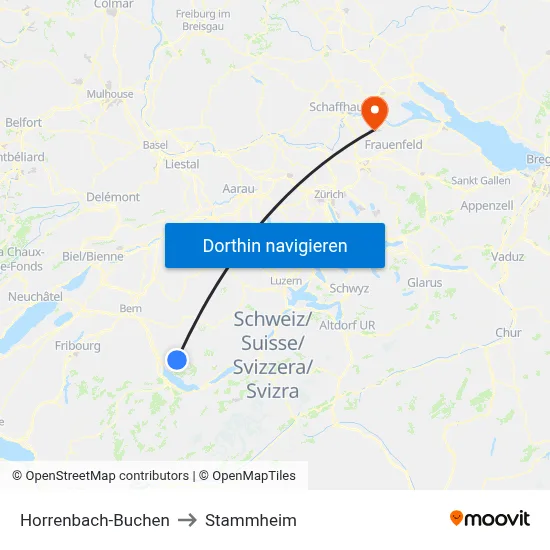 Horrenbach-Buchen to Stammheim map