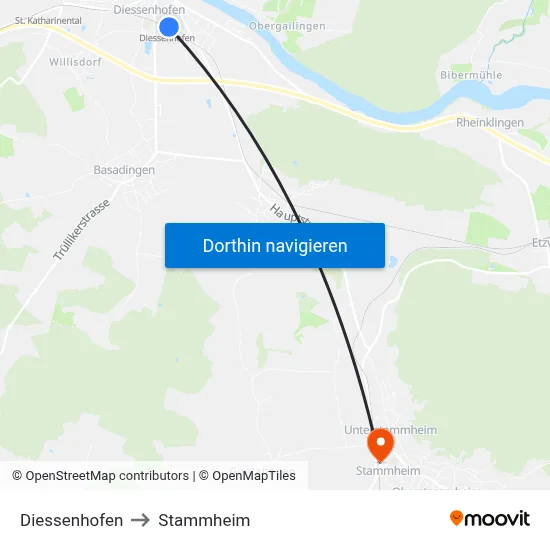 Diessenhofen to Stammheim map