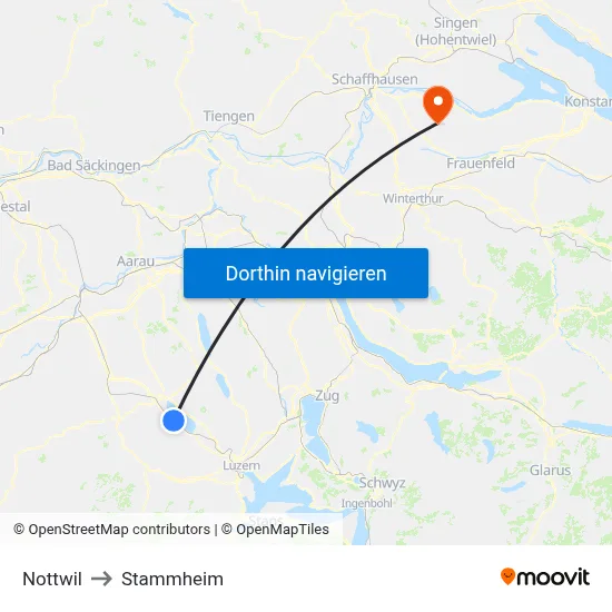 Nottwil to Stammheim map