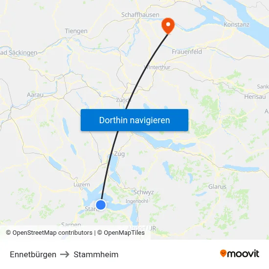 Ennetbürgen to Stammheim map