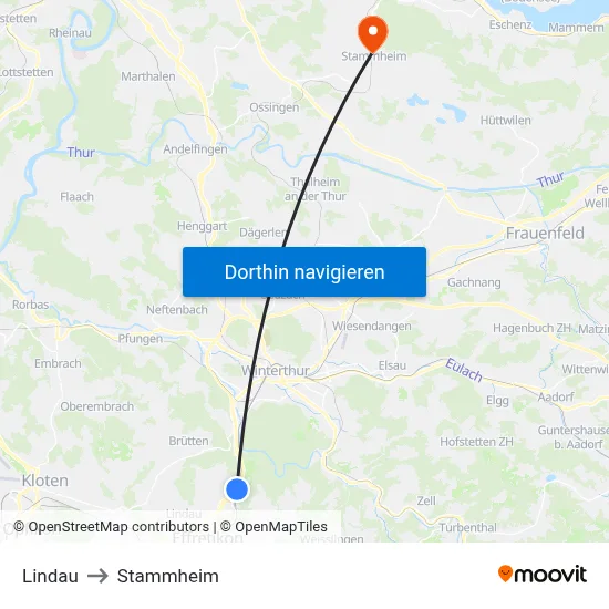 Lindau to Stammheim map