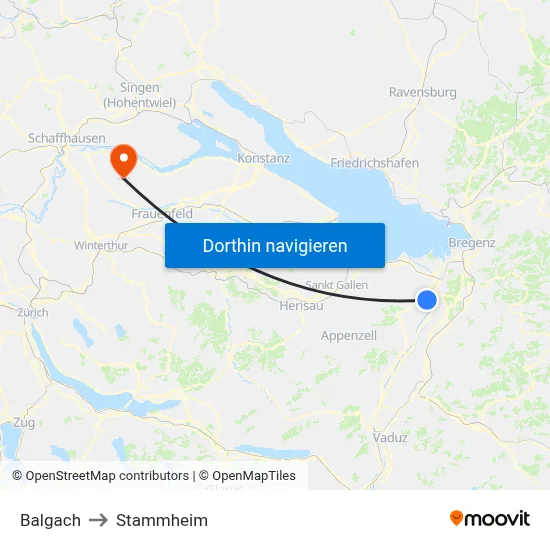 Balgach to Stammheim map