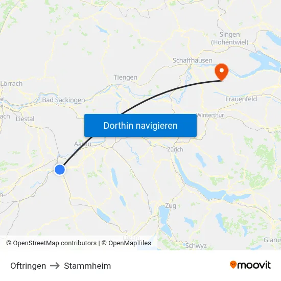 Oftringen to Stammheim map