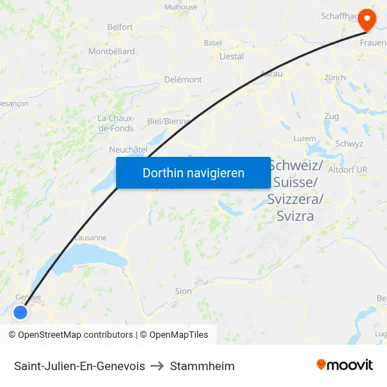 Saint-Julien-En-Genevois to Stammheim map
