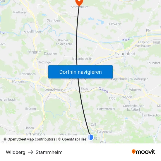Wildberg to Stammheim map