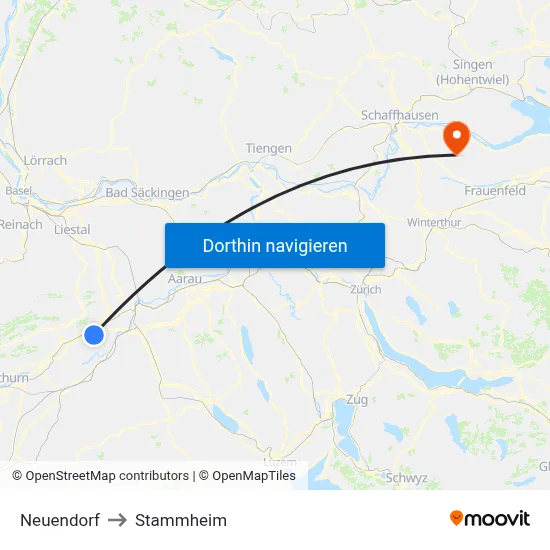 Neuendorf to Stammheim map