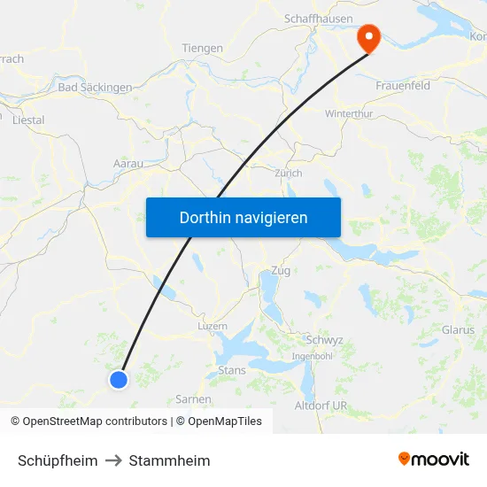 Schüpfheim to Stammheim map
