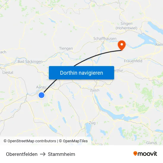 Oberentfelden to Stammheim map