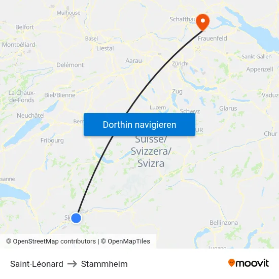 Saint-Léonard to Stammheim map