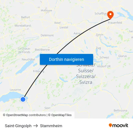 Saint-Gingolph to Stammheim map