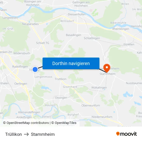 Trüllikon to Stammheim map