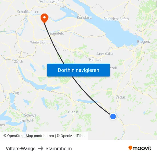 Vilters-Wangs to Stammheim map