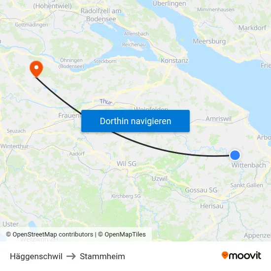 Häggenschwil to Stammheim map