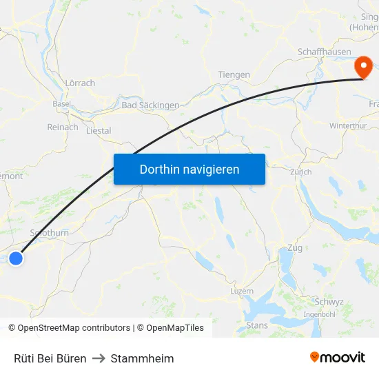 Rüti Bei Büren to Stammheim map
