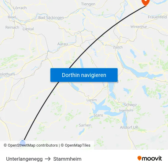 Unterlangenegg to Stammheim map