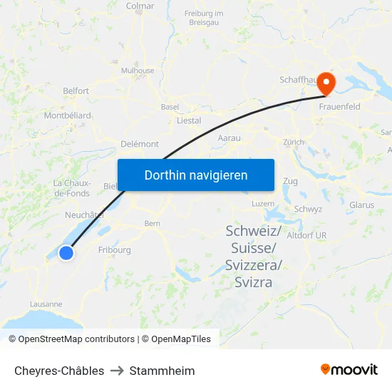 Cheyres-Châbles to Stammheim map